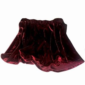 Joe Boxer Dark Red Velvet Skater Circle Small Skirt with Elastic Waistband NWT